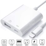 Adaptateur de caméra portable USB 3.0 à 8 broches avec port de charge, adaptateur iOS OTG, blanc – Image 3