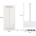 محول لايتنينج متعدد الوظائف 8 دبابيس آيفون/آيباد+ 3 منافذ USB 3.0 - الصورة 5