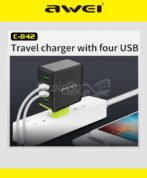 شاحن حائط USB عالمي مدمج للغاية من Awei C-842 مع 4 مداخل يو اس بي 5 الخامس 4 أ - الصورة 3