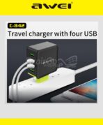 Awei C-842 Chargeur Mural USB Universel Ultra Compact avec 4 entrées USB 5 V 4 A – Image 3