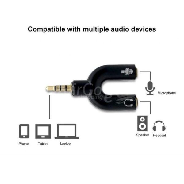 Adaptateur séparateur Audio AUX 3.5mm 4p vers AUX 3p Microphone et casque