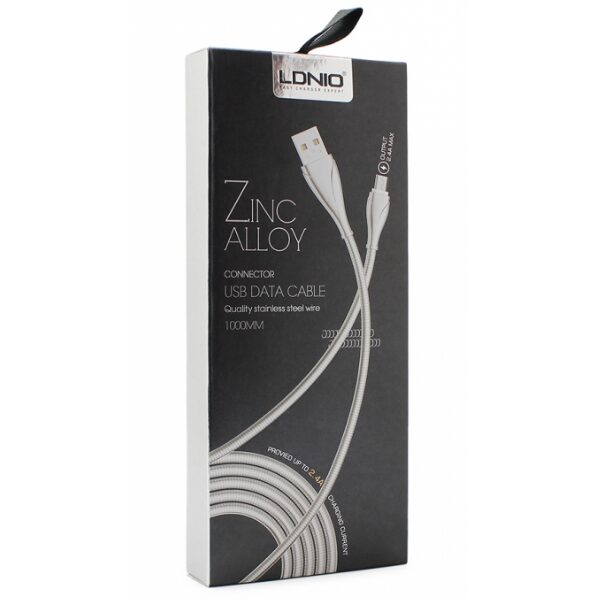 Câble data LDNIO LS28 Zinc Alloy Micro USB Fast Charging 2.4A 1m Métal