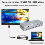 Adaptateur Convertisseur Vga Male Avec Audio To Hdmi Femelle Full Hd 1080P Noir – Image 4