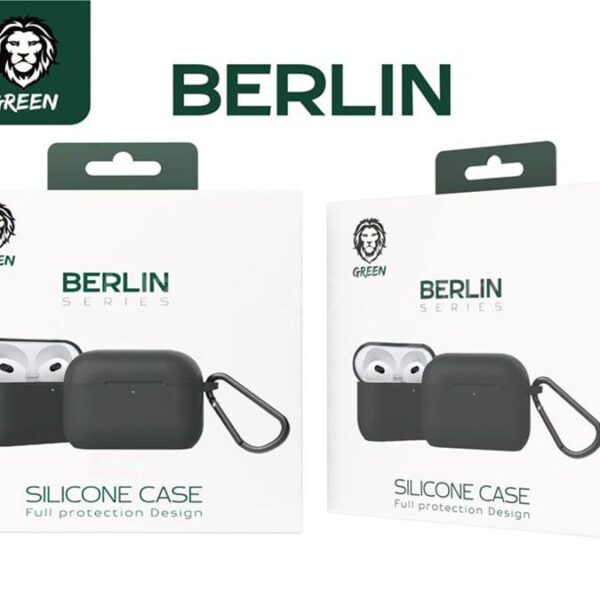 Étui en silicone vert pour Airpods 3 de la série Berlin GREEN LION ORIGINAL