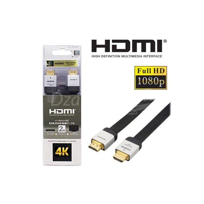 4-4.jpgوني كابل HDMI مسطح عالي السرعة 4K وثلاثي الأبعاد Sony Câble Hdmi 4K Et 3D Plat Haut Débit 2 Mètres - Noir - الصورة 2