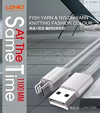 51I6FskJxL._SY450_.jpgDNIO LC86 2x1 USBبة ملذكري المظهرية Câble de Recharge USB LDNIO LC86 2x1 - 1.1m - Android & ios - الصورة 3