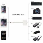 Adaptateur de caméra portable USB 3.0 à 8 broches avec port de charge, adaptateur iOS OTG, blanc – Image 2