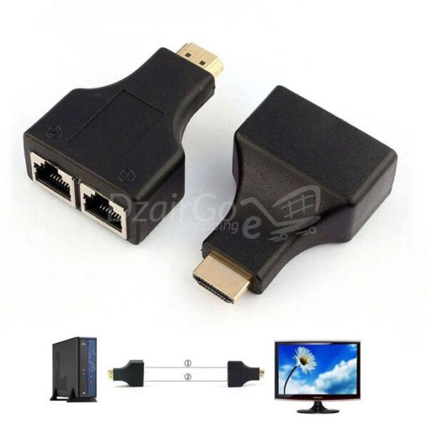 HDMI Extender vers Double Adaptateur réseau 3D Ethernet RJ45 sur Cat 5e / 6 HD 1080p -Noir-