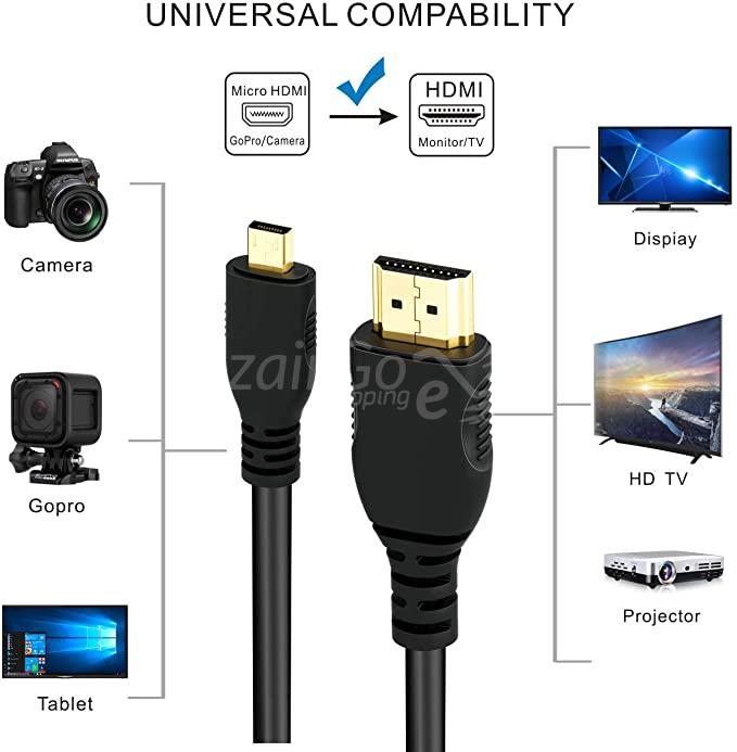 61b856a2pBL._AC_SX679_.jpgايكرو HDMI ذكر كابل ذهبي HDMI Male to Micro HDMI Male Gold Cable - 1.5 M - الصورة 1