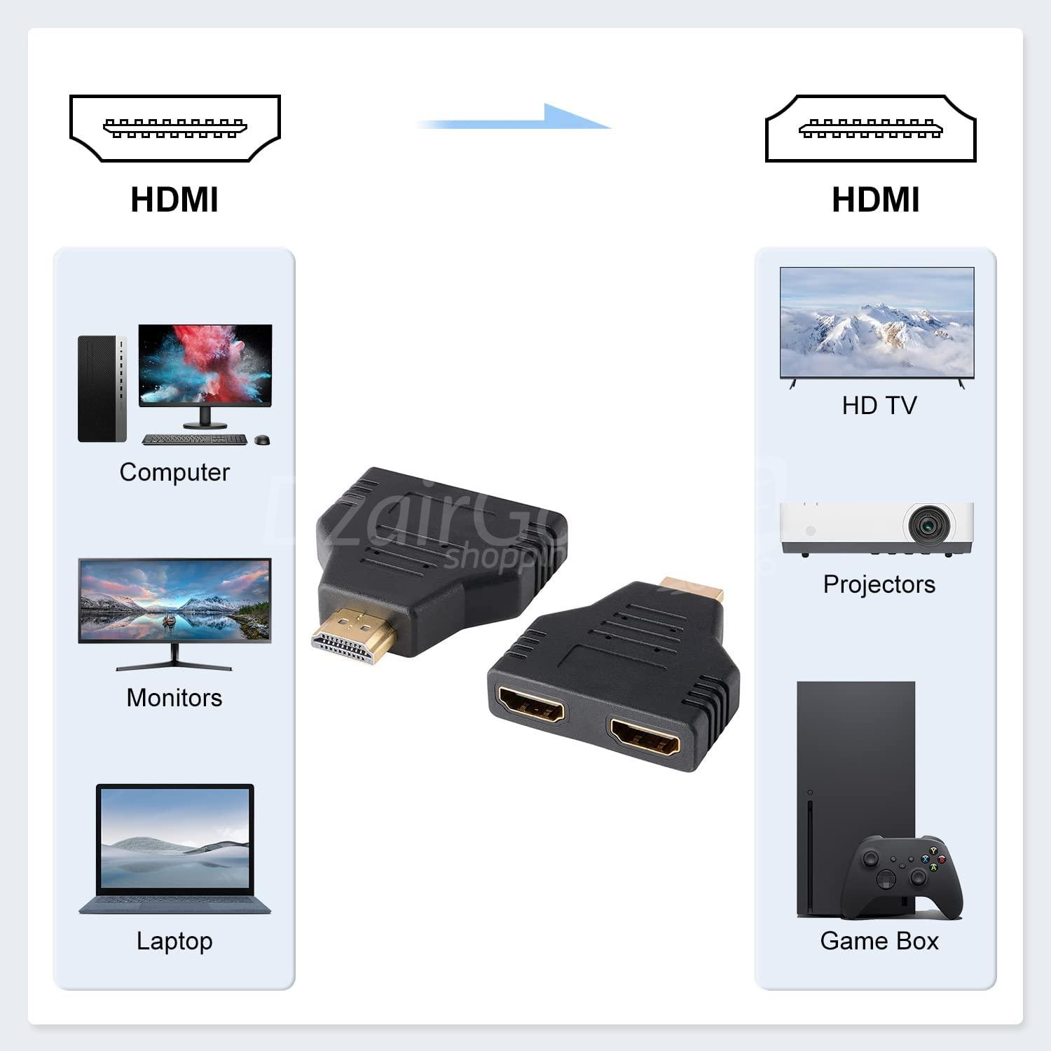 61o3RHYy3sL._AC_SL1500_.jpgjHDMI أنثى محول المقبس الفاصل كابل Y الخائن 1 HDMI mâle vers 2 HDMI femelle Adaptateur Prise répartiteur câble Splitter Y - الصورة 1