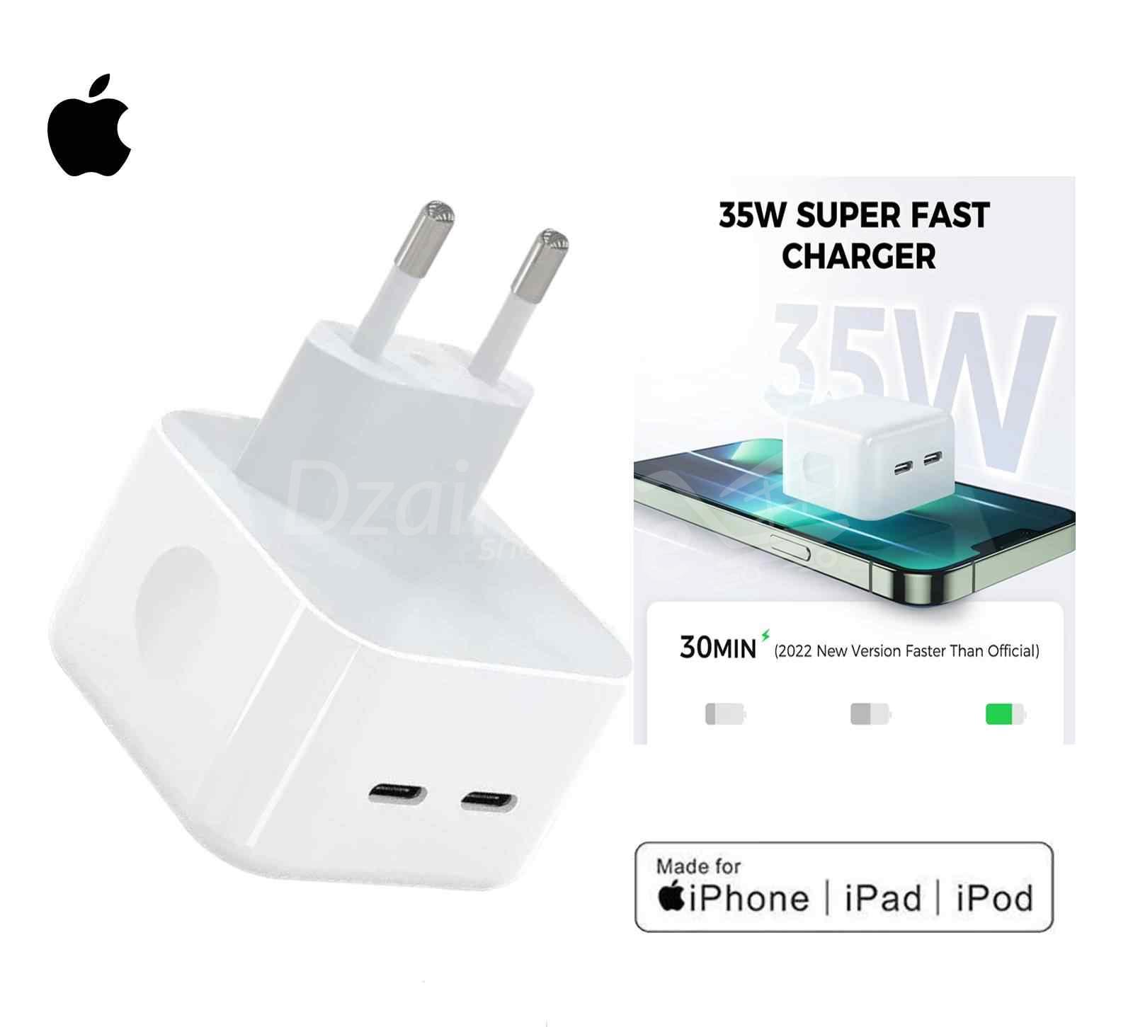 636BB1F3DDF04-25862.JPG Trend 35W ثنائي المنافذ USB-C محول طاقة مدمج سريع الشحن FR لهاتف iPhone Chargeur apple nouvelle tendance 35W double Port USB-C adaptateur secteur compact charge rapide FR adaptateur pour iPhone 13/14 - الصورة 1