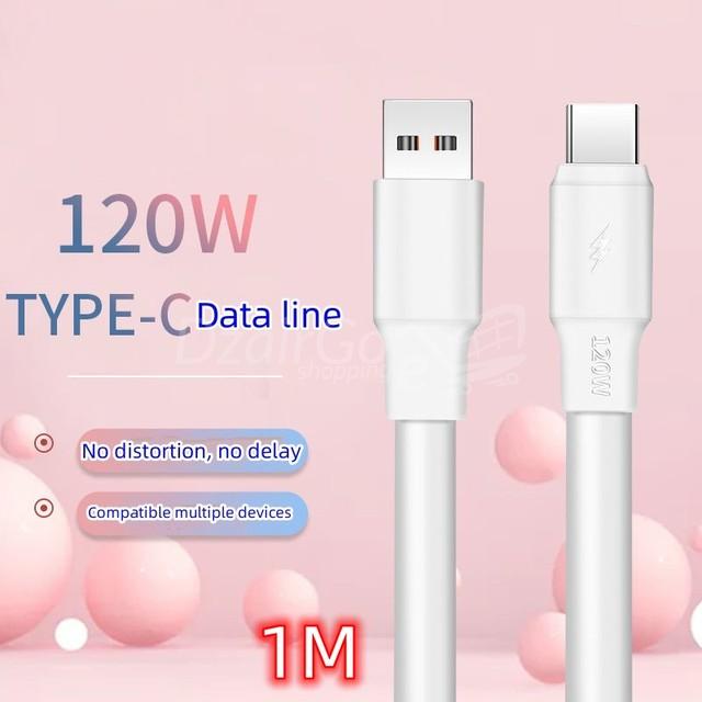 6A-120W-TYPE-C-USB-DATE-CABLE-FAST-FAST-CABLE-FOR-IPHONE-HUAWEI-XIAOMI-SAMSUNG.JPG_640X640.JPGلسريع والتاريخق مع أبل هواوي Xiaomi سامسونج Câble USB 6A 120W type-c OD6.0 pour recharge rapide, cordon de chargeur usb-c pour recharge rapide et Date, compatible avec APPLE Huawei Xiaomi Samsung - الصورة 3