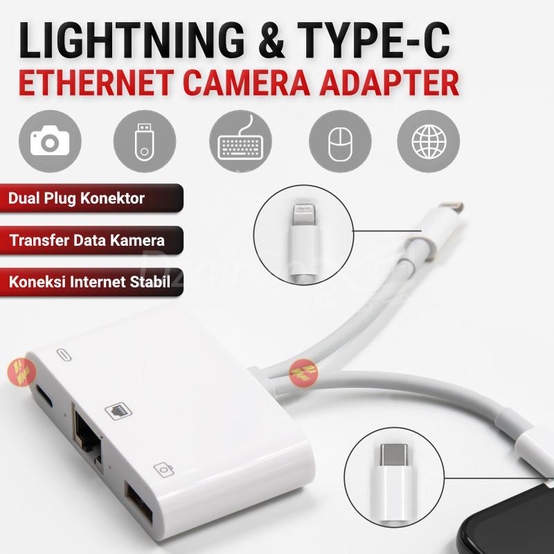 6cd85942-1799-488d-b6a1-611d3ffe6467.jpgthernet RJ45 شاحن LAN Hub USB OTG iphone/ipad/MacBook/الهاتف الذكي androïde adaptateur 2in1 Type-C Lightning to Ethernet RJ45 Charger LAN Hub USB OTG iphone/ipad/MacBook/smartphone androïde - الصورة 1