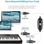 Cable MIDI/USB avec pilote intégré et indicateurs d'activité MIDI pour chaque port. – Image 2