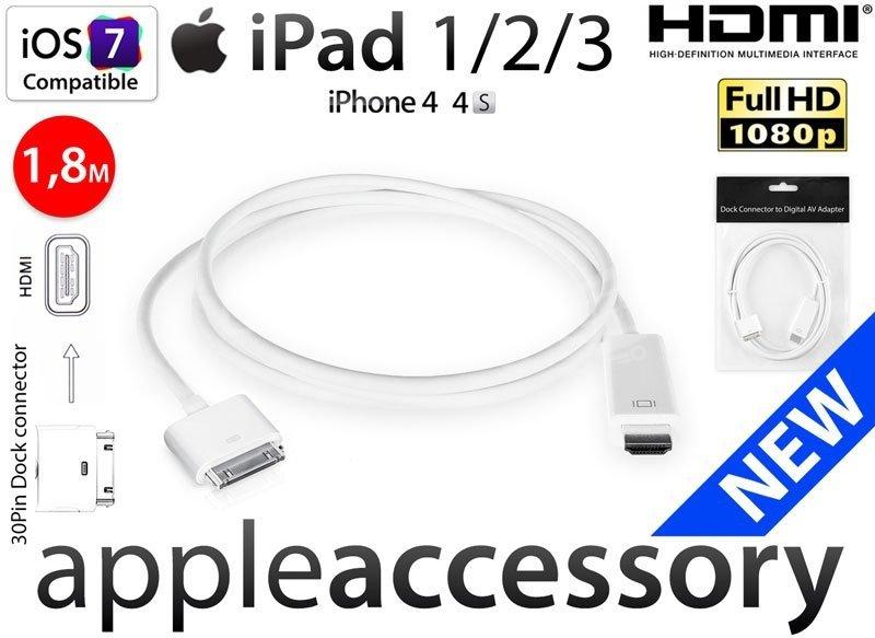 948d5كابل محول AV الرقمي محول HDMI ابل ايباد ايفون Câble Adaptateur AV numérique Adaptateur HDMI Apple iPad iPhone 1,8 m - الصورة 1