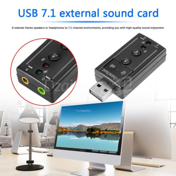 Carte Son Audio Externe Usb Vers To Jack 3.5Mm Virtual 3D 7.1 Avec Microphone