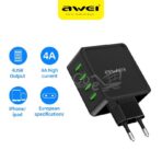 Awei C-842 Chargeur Mural USB Universel Ultra Compact avec 4 entrées USB 5 V 4 A