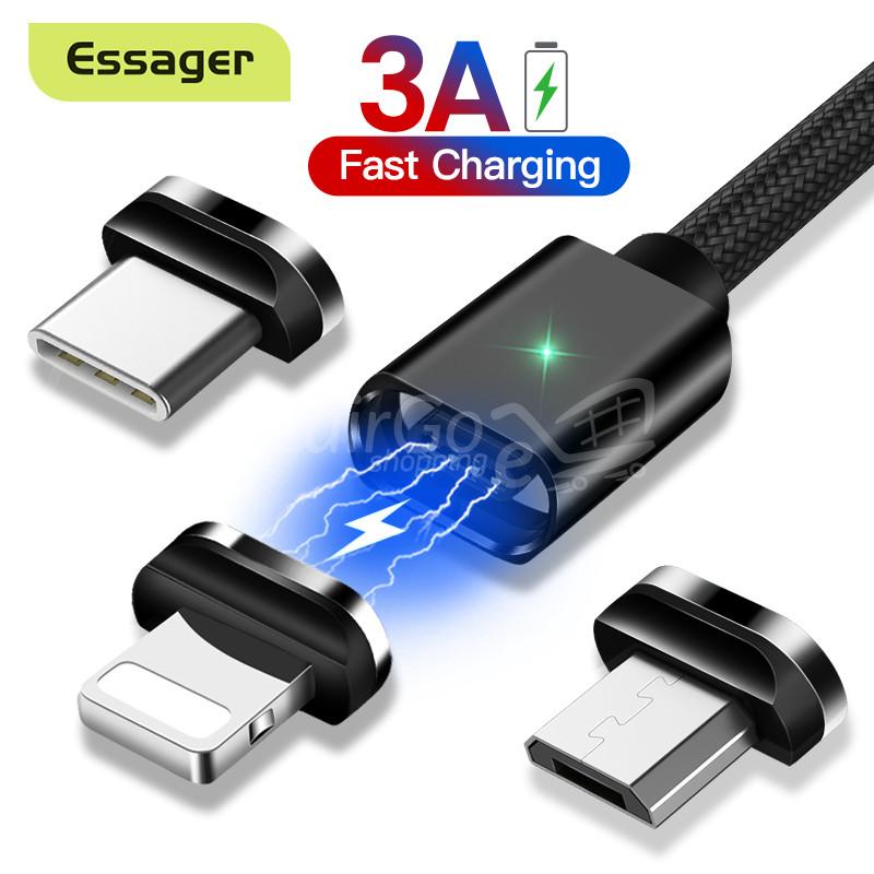 Essager-cargeur-magnetique-micro-usb-pour-ephone-oneplus-6t-xiaomi-max-3-huawei-mate-1.jpg_q90-1.jpgيفون/نوع c/مايكرو usb/الهاتف الذكي اللوحي câble 3en1 magnétique ORIGINAL de charge rapide 3A DATA transfert de données iPad/iphone/type c /micro usb /smartphone tablette - الصورة 1