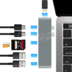 ⁦محول USB مزدوج من النوع C Hub 7 en 1, سدا�في� 7 en 1 موزع USB-C مزدوج مع قارئ بطاقات SD/TF HD 4K Adapt Thunderbolt HDMI 4K MacBook Type-C Hub⁩ - الصورة ⁦2⁩