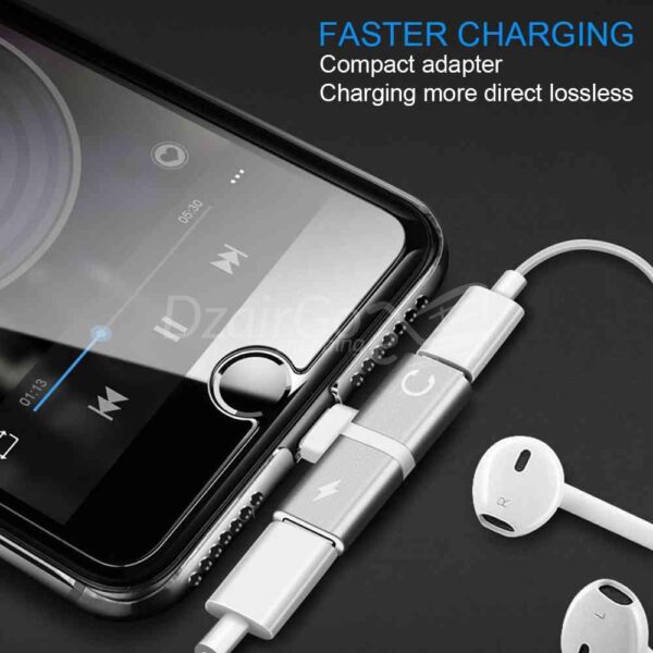 مشترك كهربائي 2 في 1 Lightning Splitter Iphone Headphones Hand Kit وشاحن
