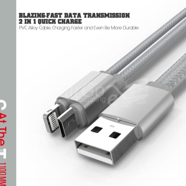 Câble de Recharge USB LDNIO LC86 2x1 - 1.1m - Android & ios