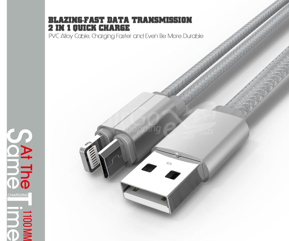 LC86-Page_2.jpgحن LDNIO LC86 2x1 USBلدمخذكري المظهر Câble de Recharge USB LDNIO LC86 2x1 - 1.1m - Android & ios - الصورة 1