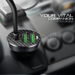 ⁦Chargeur Auto Ldnio C502 4 ports de chargeur de voiture USB rapide avec câble d'extension Siège avant et arrière pour siège arrière Port allume-cigare - للآيفون والسامسونج - اى باد - لوح - علامة التبويب المجرة - شاحن سريع⁩ - الصورة ⁦5⁩