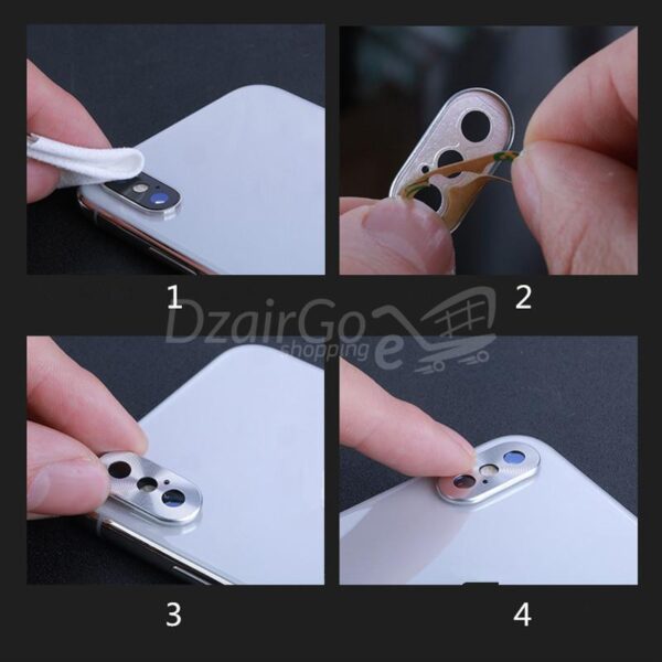 Anneau de Protection d'objectif d'appareil photo pour iPhone X XS placage en aluminium