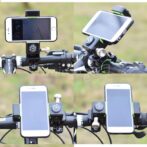 GUIDER Support Téléphone Moto /Vélo Solide Multifonction Rotation 360 Torche Led - Noir