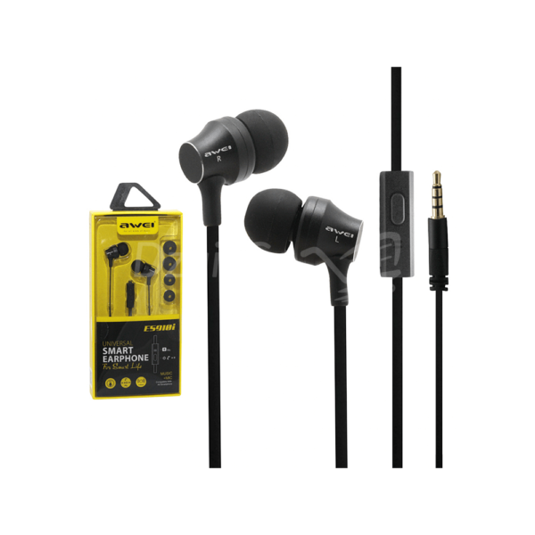 Mini écouteurs intra-auriculaires stéréo filaires casque de jeu de musique en métal avec micro pour téléphone tablette NOIR