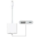 Adaptateur de caméra portable USB 3.0 à 8 broches avec port de charge, adaptateur iOS OTG, blanc