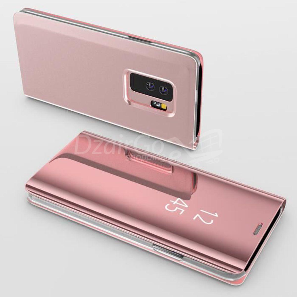 coque-samsung-s9-housse-etui-miroir-flip-avec-sta-1.jpg pochette Mirror S9 ROSE GOLD Case pour Samsung Galaxy S9 ORIGINAL  Case Flip Slim Clear View – Image 3
