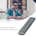 Adaptateur Concentrateur USB double type C 7 en 1, plug 7 en 1 double concentrateur USB-C avec lecteur de carte sd/tf hd 4k adaptent le concentrateur type-c Thunderbolt HDMI 4K MacBook – Image 5