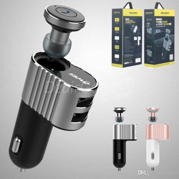 شاحن تلقائي مع سماعات AWEI A871BL Bluetooth مع محول حامل USB فريد