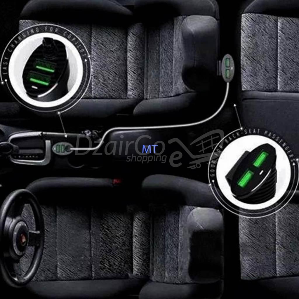 ldnio-sharing-charger-c502.jpg Chargeur auto LDNIO C502 4 ports de chargeur de voiture USB rapide avec câble d'extension Siège avant et arrière pour siège arrière Port allume-cigare - Pour iPhone et Samsung - iPad - Tablette - Galaxy Tab - Chargeur rapide – Image 2