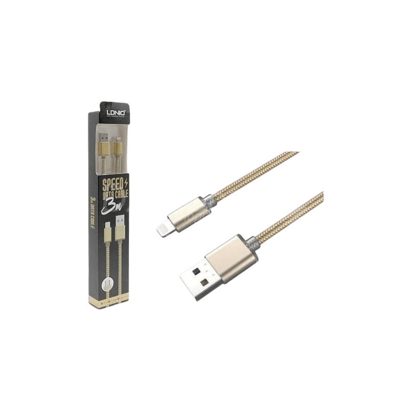 ldno-كيبل LDNIO داتا ايفون LS31 3m 2.1A Câble LDNIO Data iphone LS31 3m 2.1A - الصورة 1