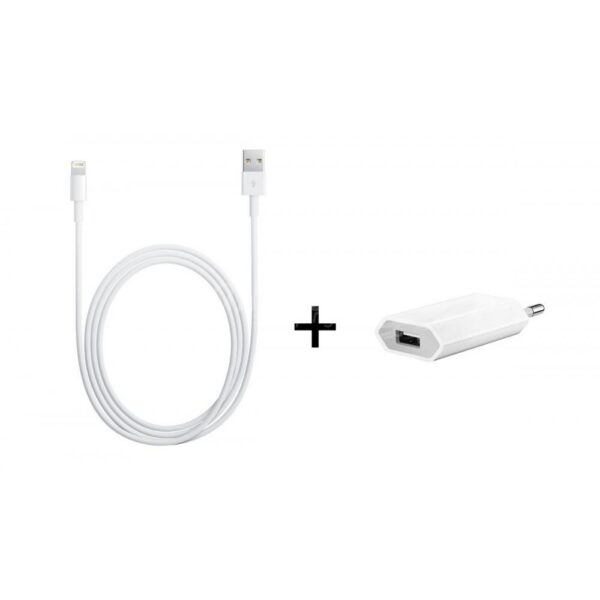 Pack chargeur secteur 1A 1 Port USB 5W + 1 Câble Lightning pour iPhone 1 mètre