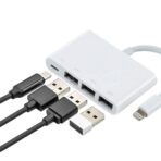 محول لايتنينج متعدد الوظائف 8 دبابيس آيفون/آيباد+ 3 منافذ USB 3.0