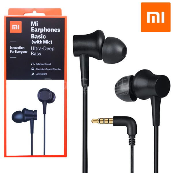 Écouteurs intra-auriculaires avec micro, pour Xiaomi Mi PISTON NOIR
