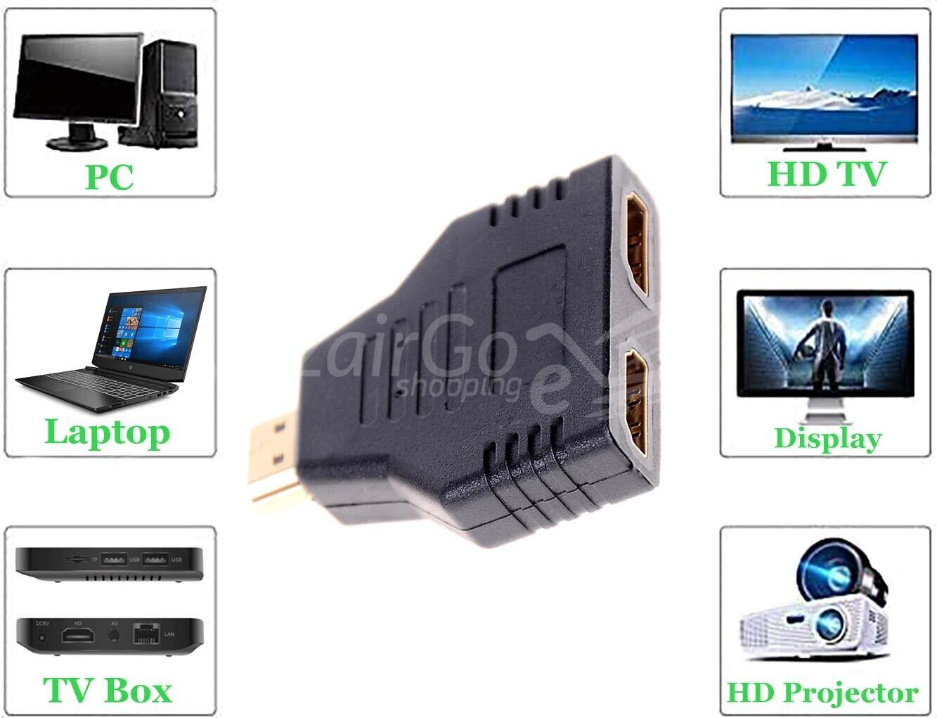 s-l1600-73.jpgكر إلىثى محول المقبس الفاصل كابل Y الخائن 1 HDMI mâle vers 2 HDMI femelle Adaptateur Prise répartiteur câble Splitter Y - الصورة 3