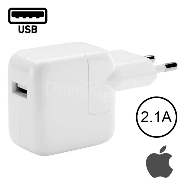 Chargeur iPhone 12W d'Origine Apple, modèle MD836ZM/A pour iPhone et iPad