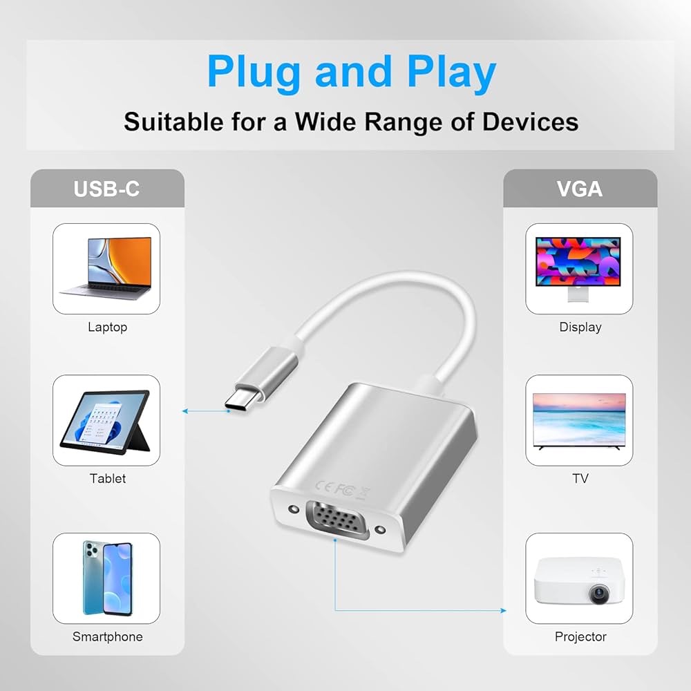 img_8محول من النوع جإناث Adaptateur type c 3.1 vers VGA femelle - الصورة 3