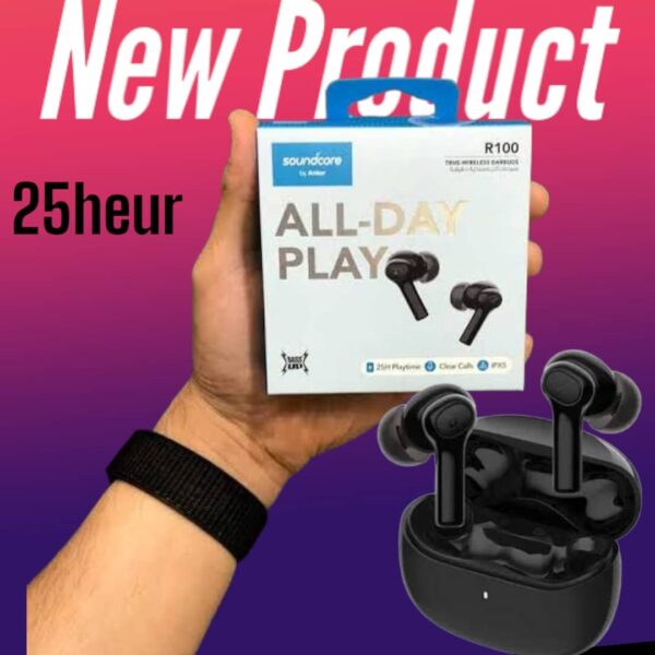 Écouteurs سماعات بلوتوث أنكر ساوندكور R100 بلوتوث 5 ستيريو باس مضاد للضوضاء مقاوم للماء Ipx5 المنتج الأصلي