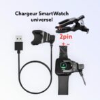 Chargeur de montre intelligente universel, câble de chargement USB 2 pin 3mm. smartwatch /montre connectée – Image 2