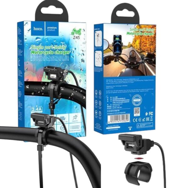 chargeur telephone pour moto hoco z45شاحن دراجات نارية ، مخرج USB منفرد 5
فولت / 2.4 أمبير مقاوم للماء ، مع مقود دراجة نارية قابل للفصل ، حزام تثبيت | RFT-Z45