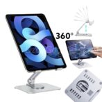 دعم الكمبيوتر اللوحي والكمبيوتر المحمول بقاعدة دوارة 360 درجات, قابلة للتعديل وقابلة للطي للرسم, متوافق مع آيباد برو إير ميني وغيره