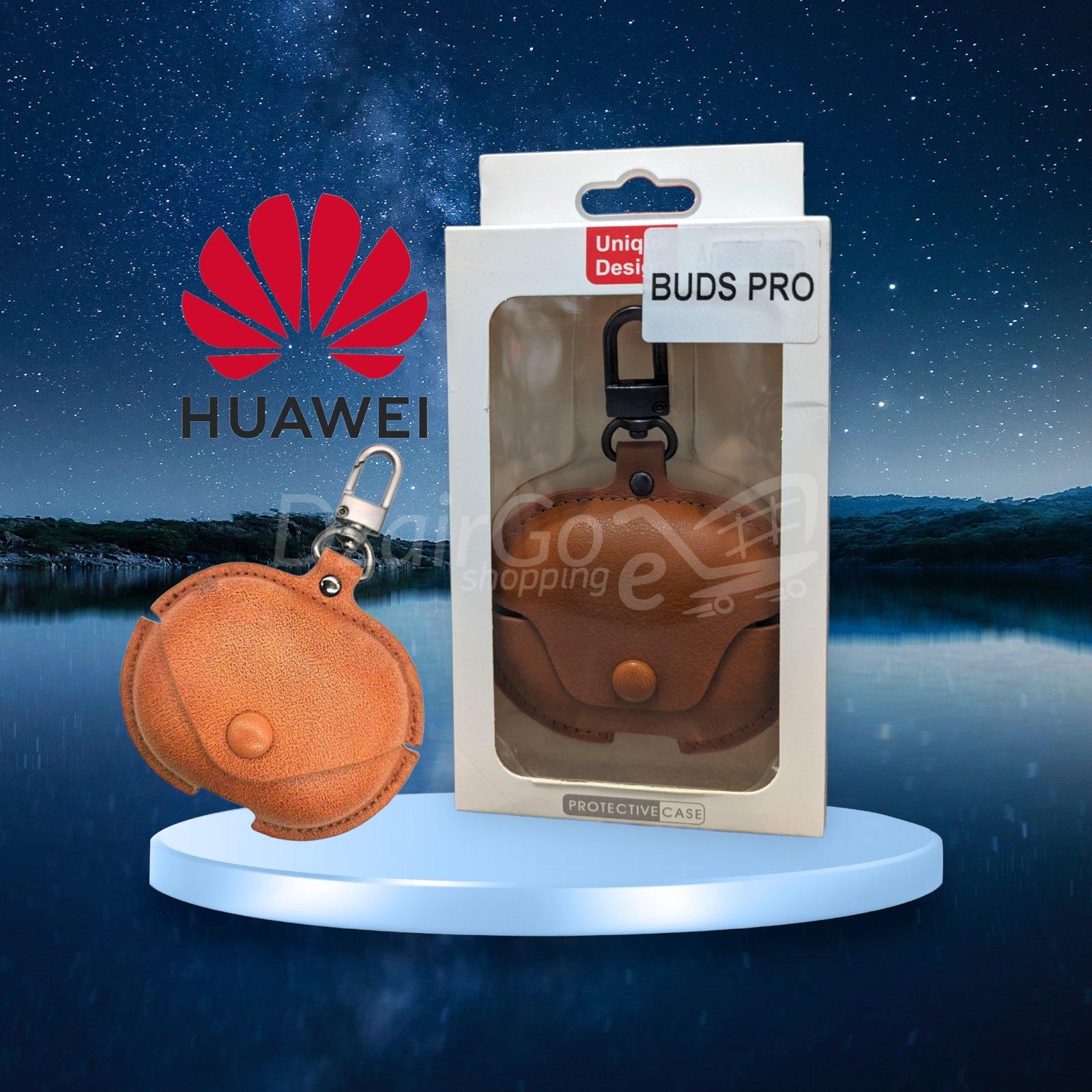 1000002287-2.jpg Étui Pour Huawei FreeBuds PRO Business Étui de protection en cuir pour écouteurs avec crochet (marron clair) – Image 1