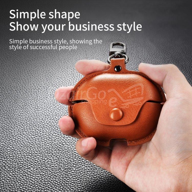 10000حافjpg هواوي فري بودز بروافظة سماعة أذن جلدية واقية للأعمال مزودة بخطاف Étui Pour Huawei FreeBuds Pro 2 Business Étui de protection en cuir pour écouteurs avec crochet (marron clair) - الصورة 3