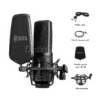 BOYA M1000 Microphone audio Microphone à condensateur de studio à grande membrane 24V 48V Alimentation fantôme et boîtier robuste pour l'enregistrement vocal Singer Podcasting Broadcasting Video – Image 3