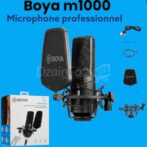 BOYA M1000 Microphone audio Microphone à condensateur de studio à grande membrane 24V 48V Alimentation fantôme et boîtier robuste pour l'enregistrement vocal Singer Podcasting Broadcasting Video